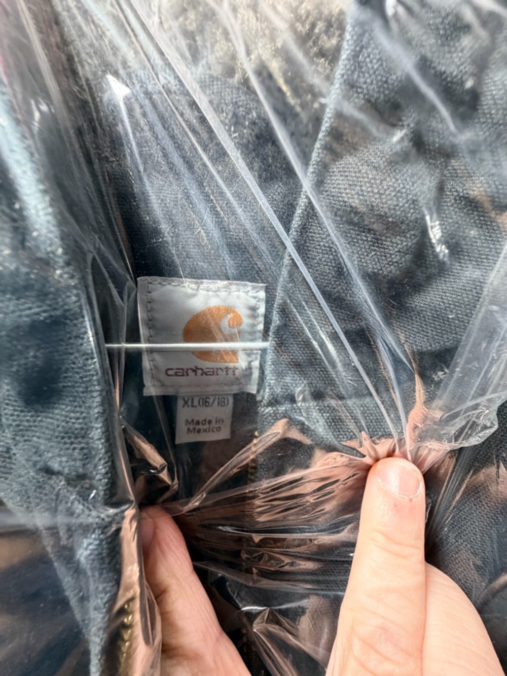 Carhartt Dark Gray Hooded Work Jacket with Logo Patch - Picture 2 of 2